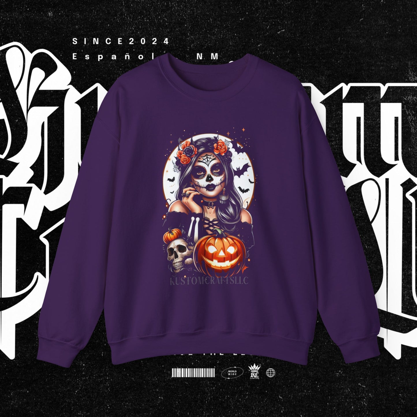 Halloween Vibes Crewneck Sweatshirt, Spooky Sweatshirt, Skull Sweatshirt, Pumpkin Sweatshirt, Autumn Style, Unisex Gift