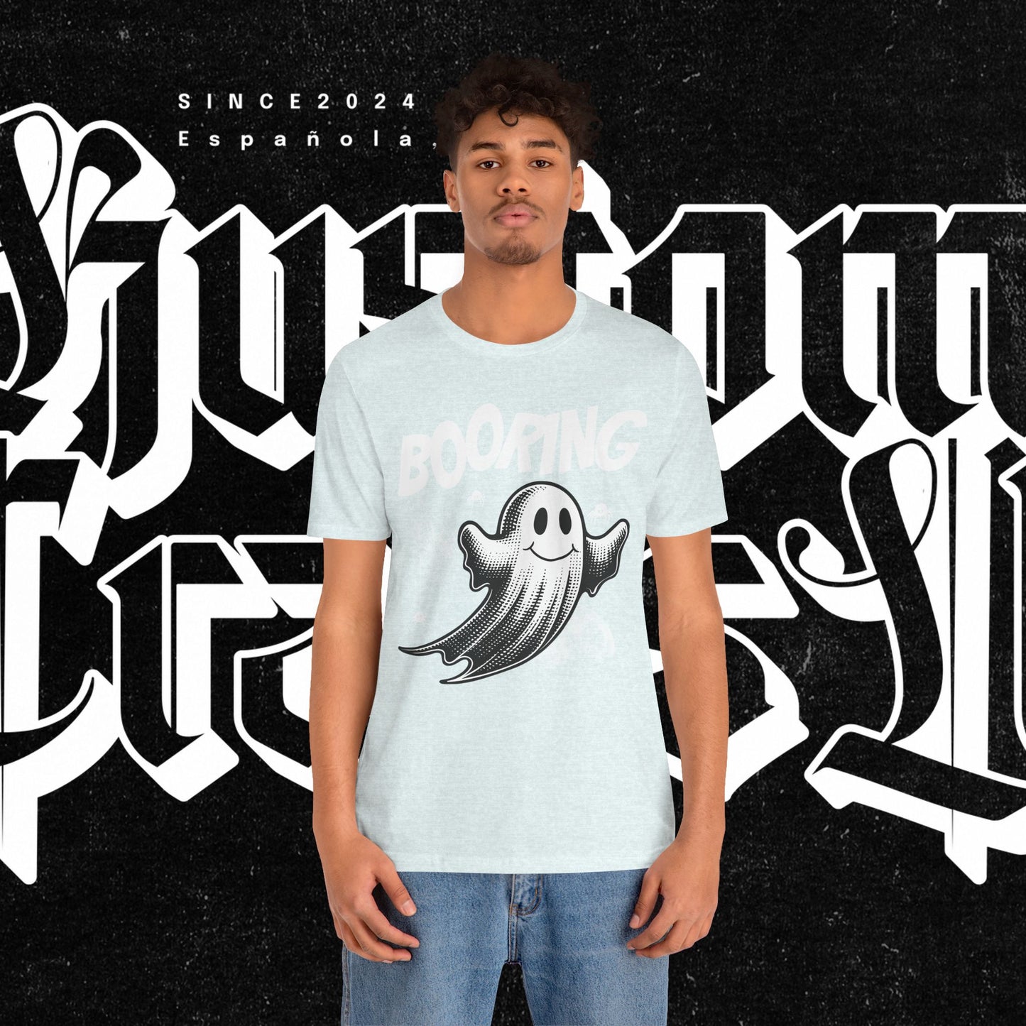 Ghostly Boo-Ring Fun Tee - Spooky Vibes, Perfect for Halloween, Casual Wear, Gift for Ghost Lovers, Graphic Tee, Trendy Outfit