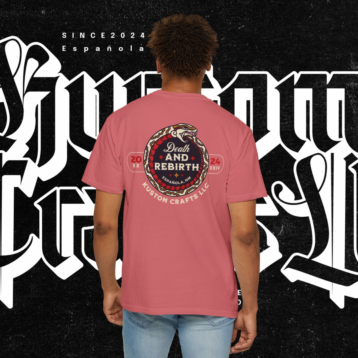 Death and Rebirth Red Snake Graphic Tee, Death Rebirth Unisex T-shirt, Streetwear Alternative Fashion, Serpent Design Shirt, Edgy Clothing