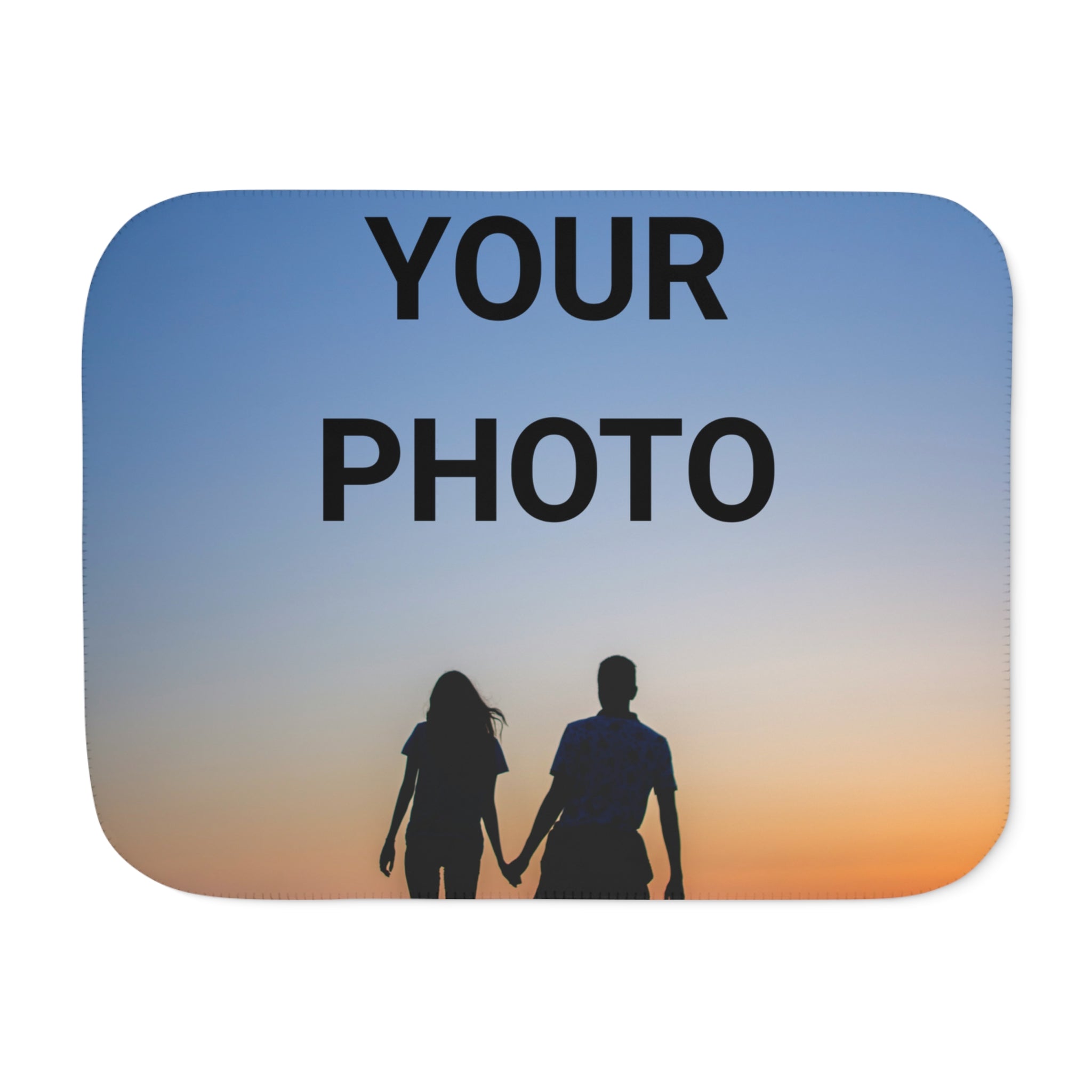 Personalized Photo Sherpa Blanket — Cozy Throw for Couples & Gifts