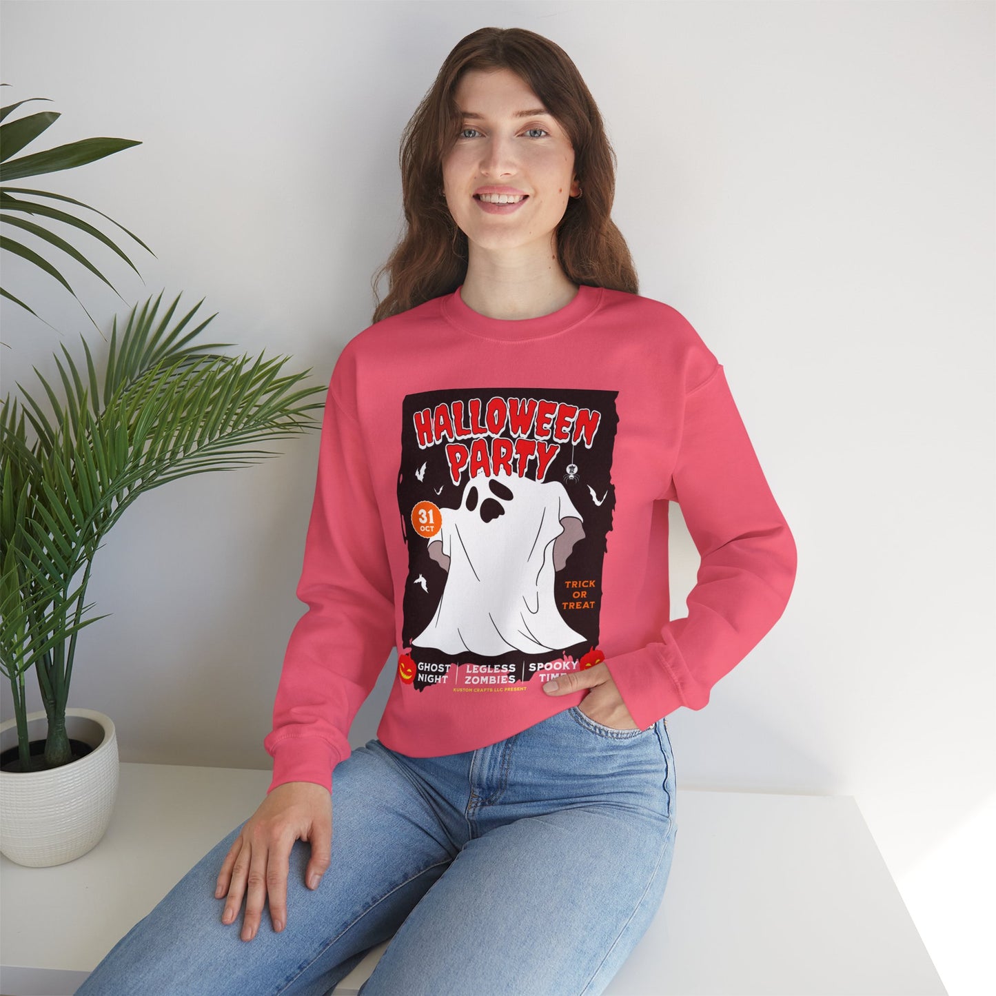 Halloween Party Sweatshirt, Spooky Season Apparel, Ghost Design Crewneck, Unisex Halloween Gift, Cozy Fall Fashion