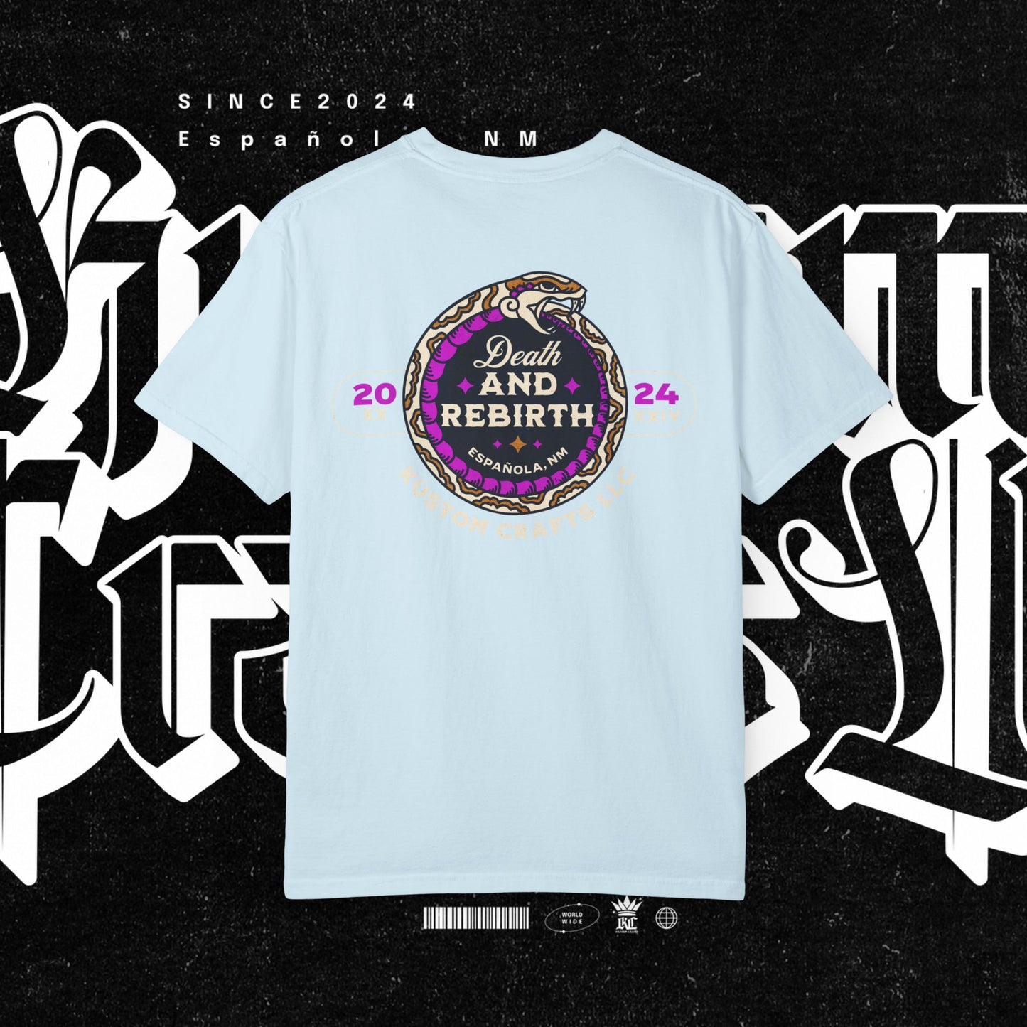 Death and Rebirth Bright Purple/Pink Snake Graphic Tee, Death Rebirth Unisex T-shirt, Streetwear Alternative Fashion, Serpent Design Shirt, Edgy Clothing