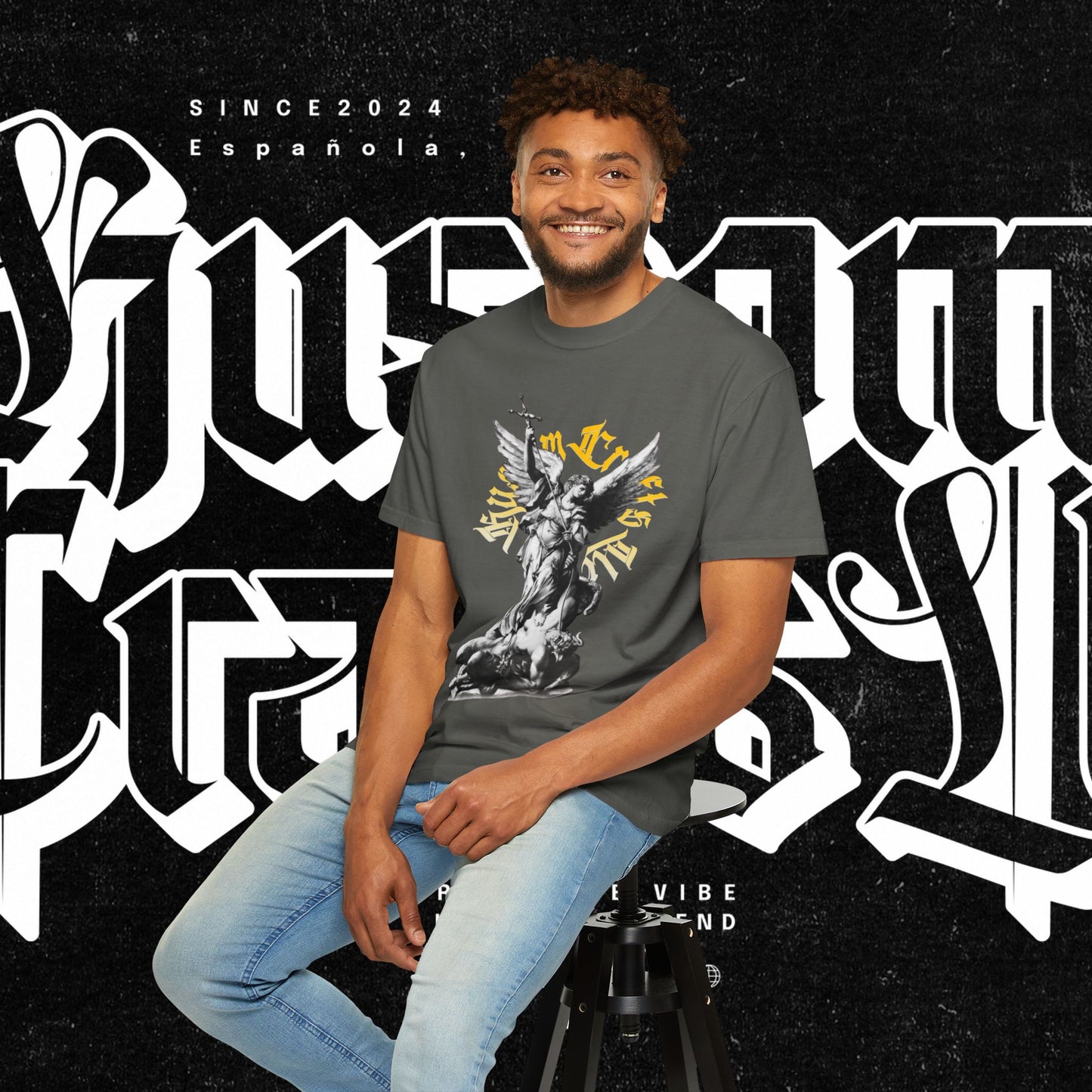 Saint Micheal Vintage-Inspired Graphic T-Shirt featuring Angel Design, Perfect for Casual Wear, Gift for Art Lovers, Streetwear Essential, Unisex Tee