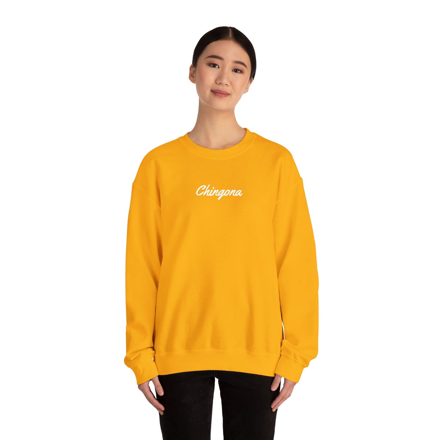 Chingona Embroidery  Heavy Blend Crewneck Sweatshirt