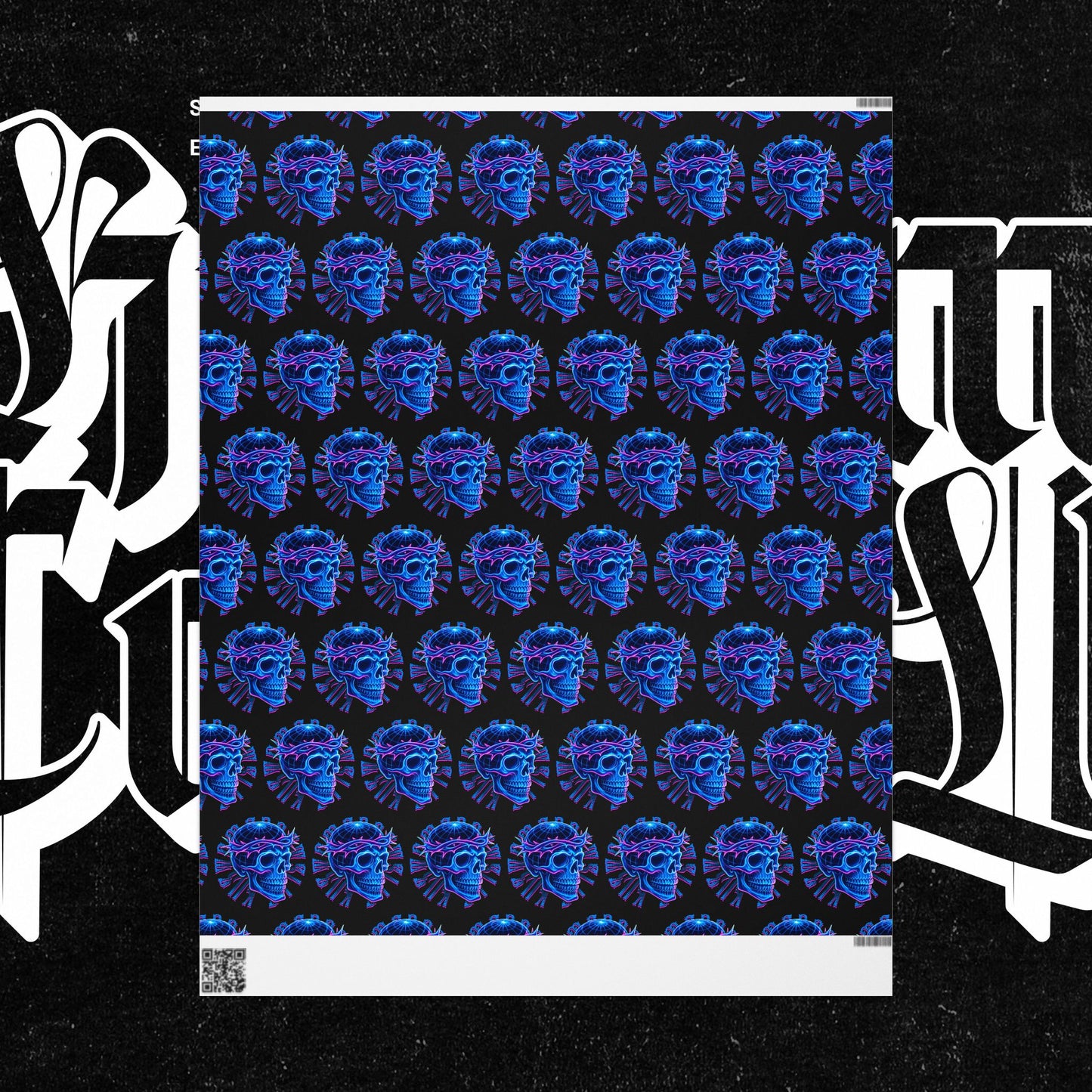 Wrapping Papers Crown of Thorns Skull Neon Design