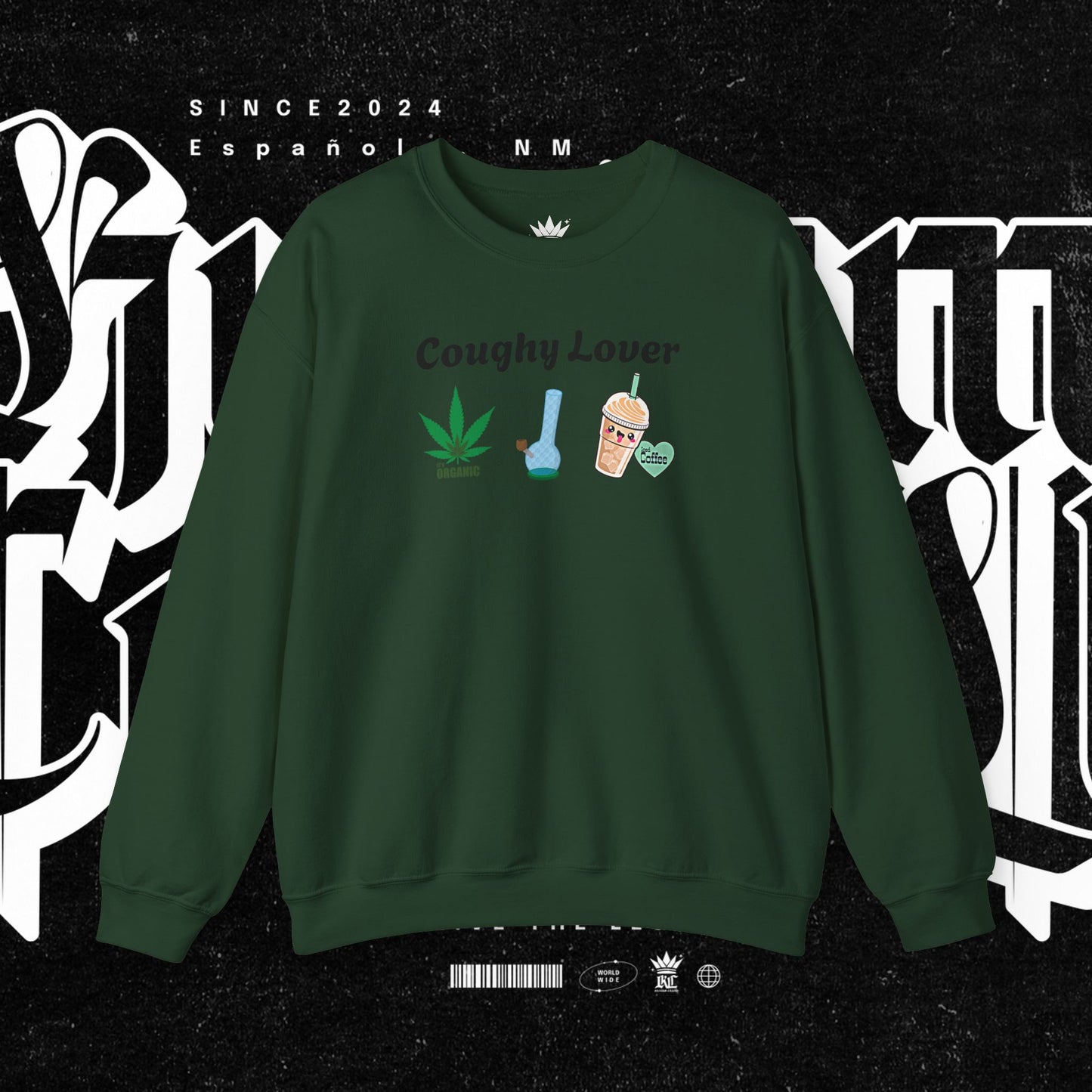Coughy Lover Crewneck Sweatshirt | Cozy Pullover for Cannabis Enthusiasts, Gift for Holidays, Casual Wear, Trendy Sweatshirt
