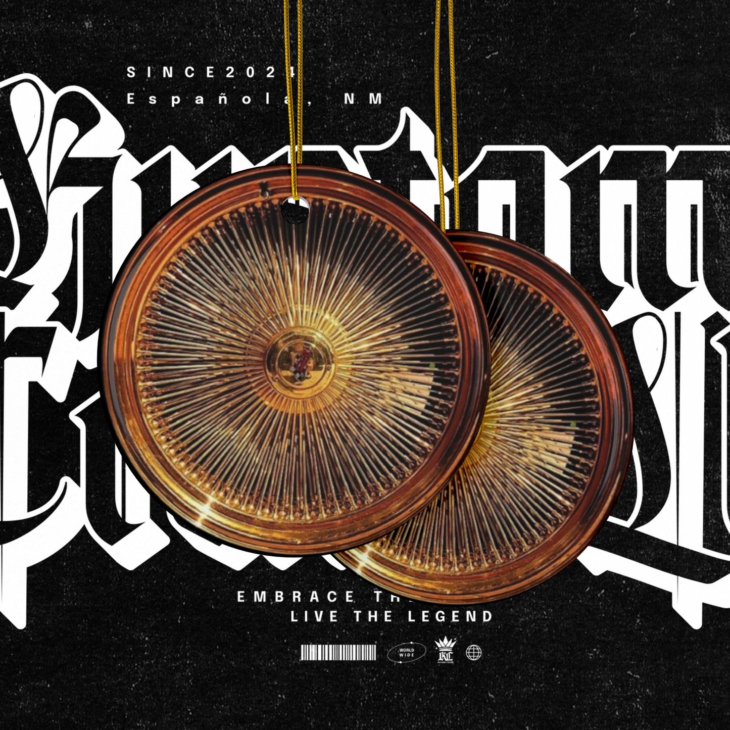 Ceramic Ornaments - Lowrider Gold Rim Design