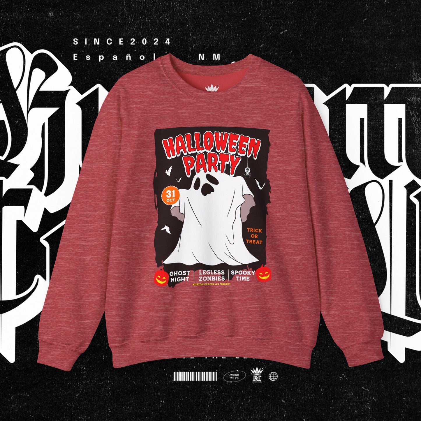 Halloween Party Sweatshirt, Spooky Season Apparel, Ghost Design Crewneck, Unisex Halloween Gift, Cozy Fall Fashion