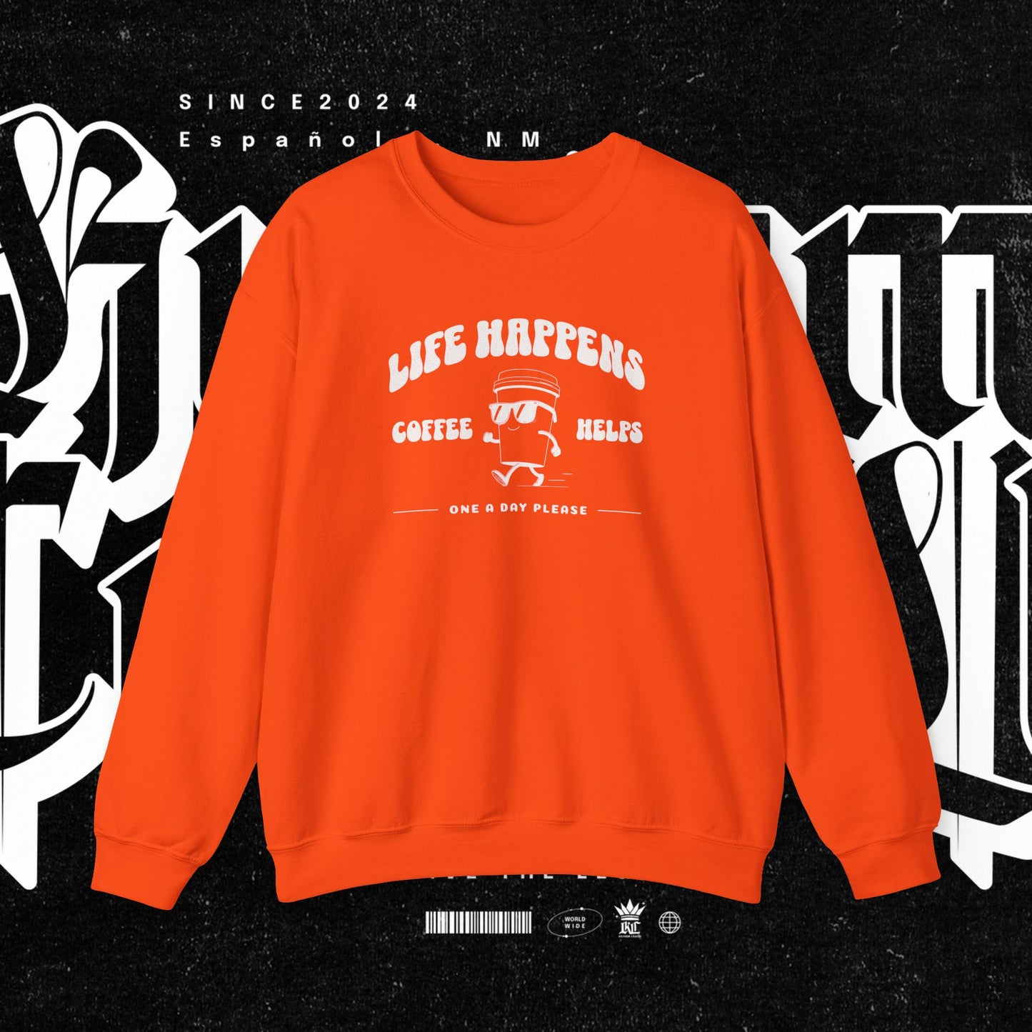 Life Happens Coffee Helps Sweatshirt, Funny Quote Jumper, Cozy Pullover, Gift for Coffee Lovers, Crew Neck Sweater, Comfy Shirt