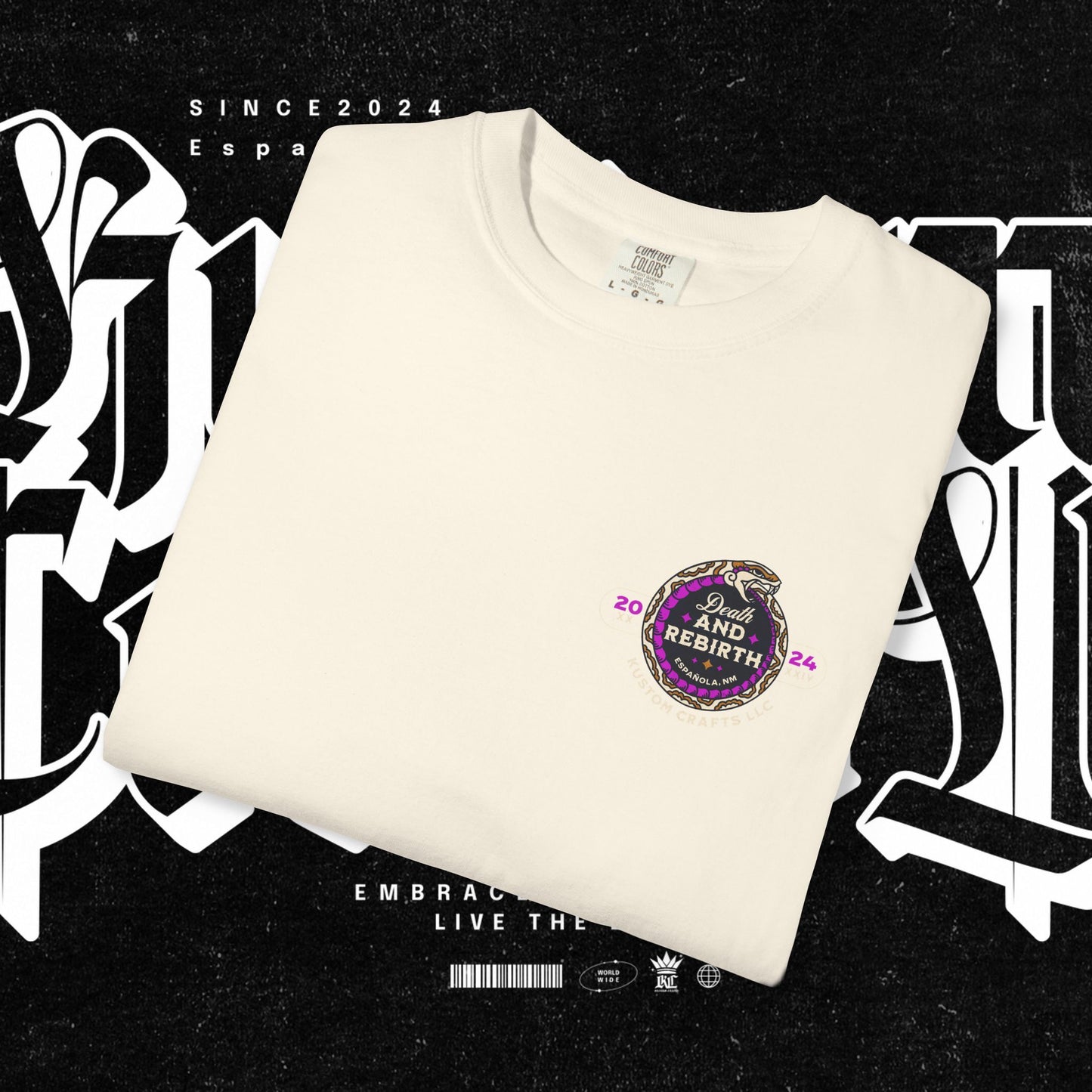 Death and Rebirth Bright Purple/Pink Snake Graphic Tee, Death Rebirth Unisex T-shirt, Streetwear Alternative Fashion, Serpent Design Shirt, Edgy Clothing