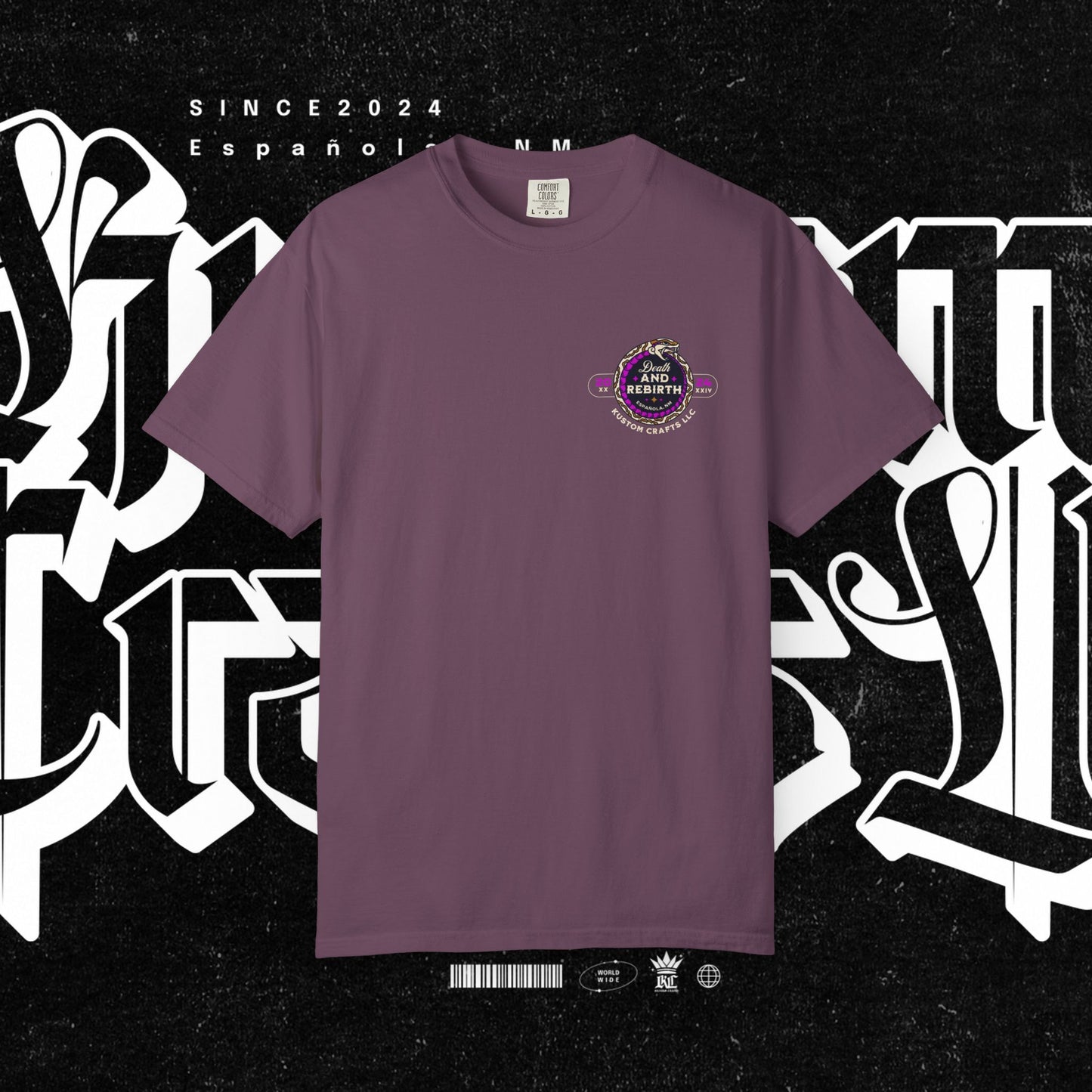 Death and Rebirth Bright Purple/Pink Snake Graphic Tee, Death Rebirth Unisex T-shirt, Streetwear Alternative Fashion, Serpent Design Shirt, Edgy Clothing