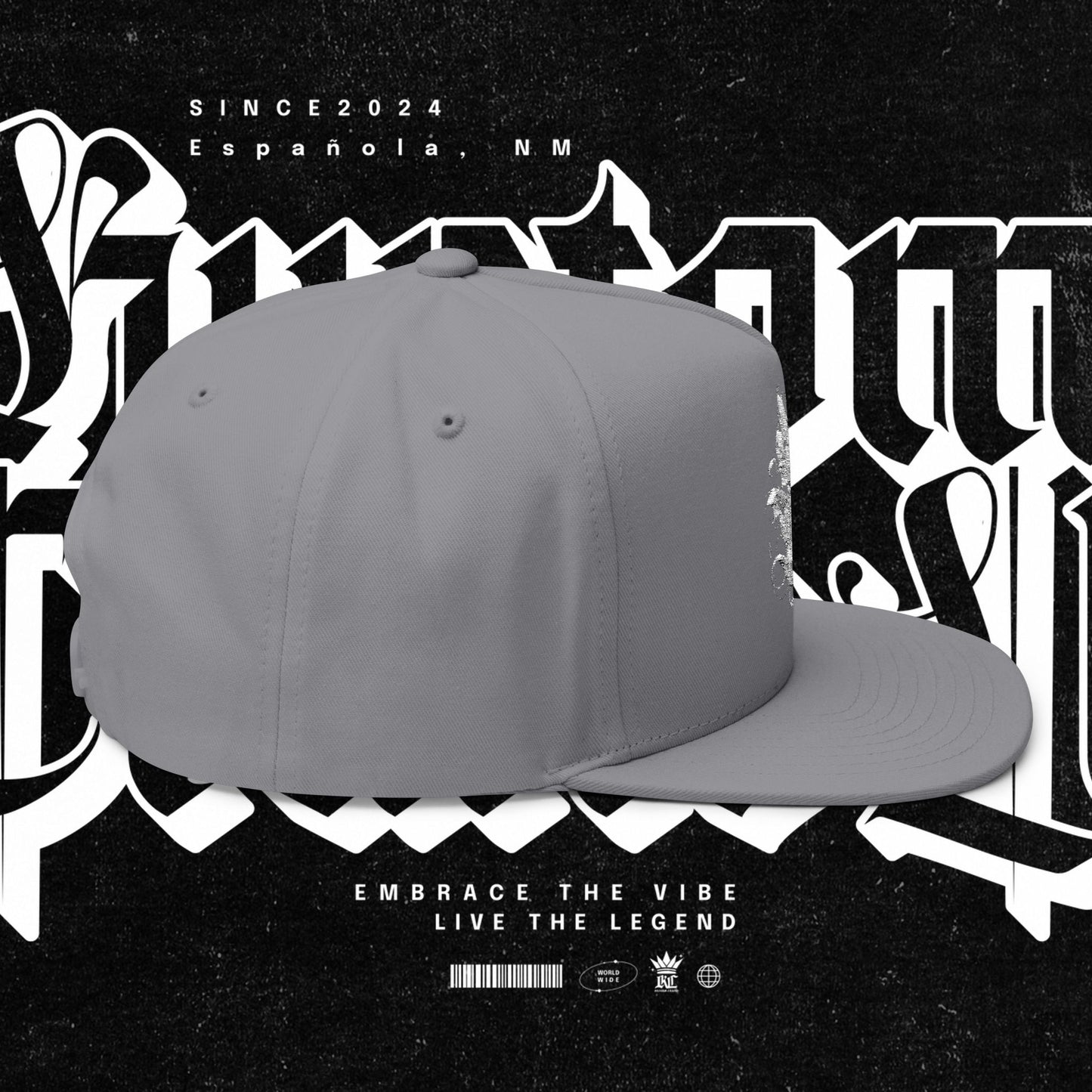 Embroidered Flat Bill Cap - Love Life Graffiti Style Hat