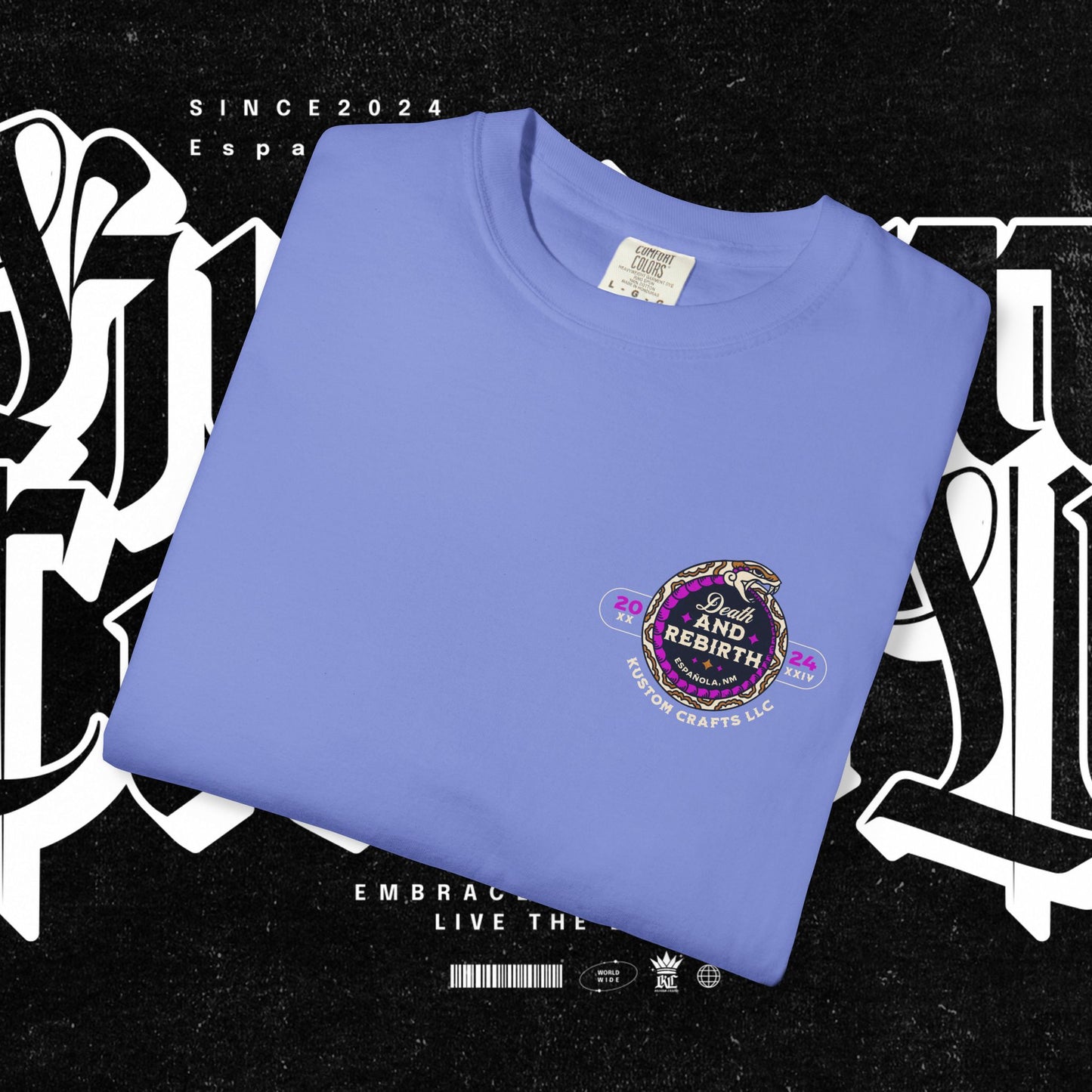 Death and Rebirth Bright Purple/Pink Snake Graphic Tee, Death Rebirth Unisex T-shirt, Streetwear Alternative Fashion, Serpent Design Shirt, Edgy Clothing
