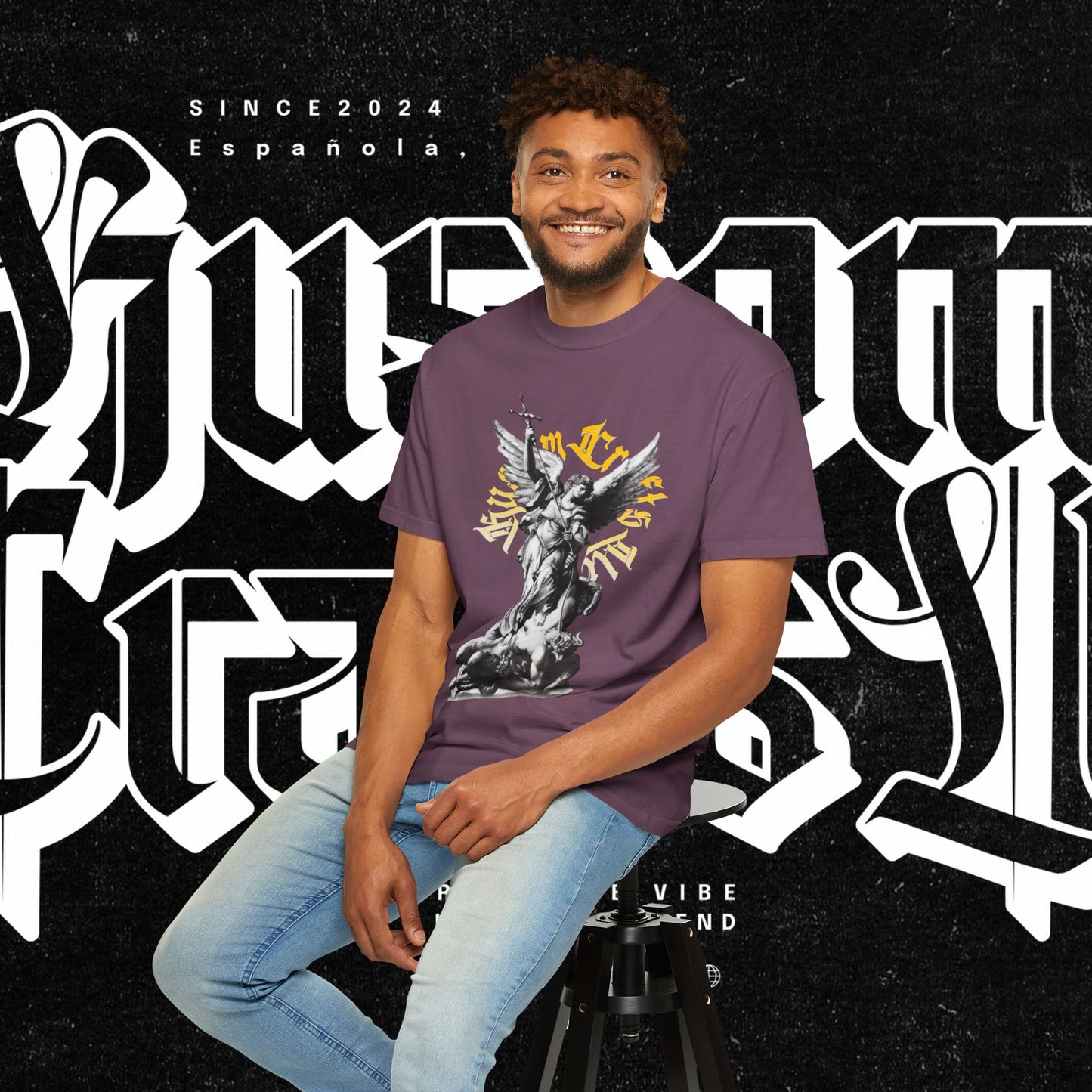 Saint Micheal Vintage-Inspired Graphic T-Shirt featuring Angel Design, Perfect for Casual Wear, Gift for Art Lovers, Streetwear Essential, Unisex Tee