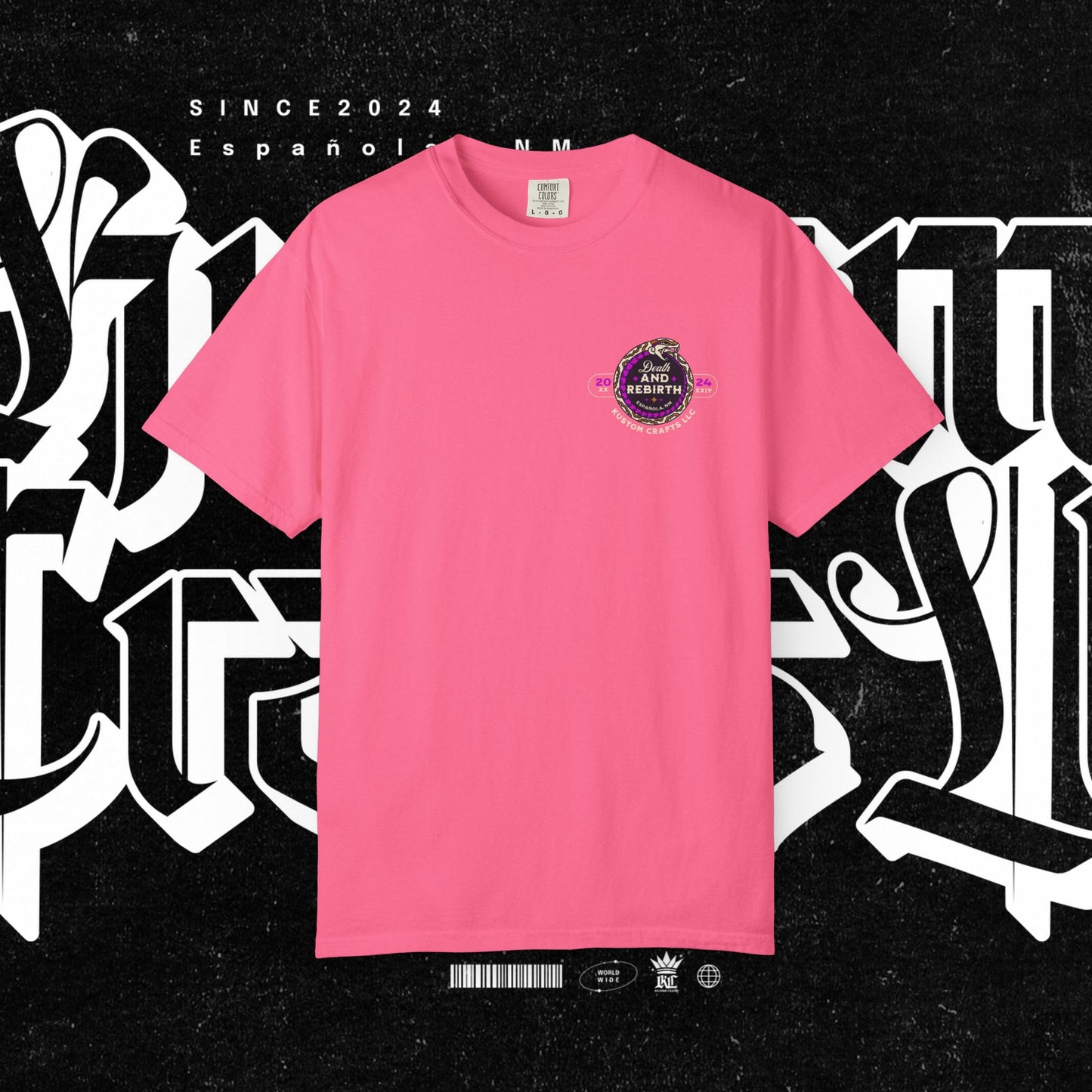 Death and Rebirth Bright Purple/Pink Snake Graphic Tee, Death Rebirth Unisex T-shirt, Streetwear Alternative Fashion, Serpent Design Shirt, Edgy Clothing