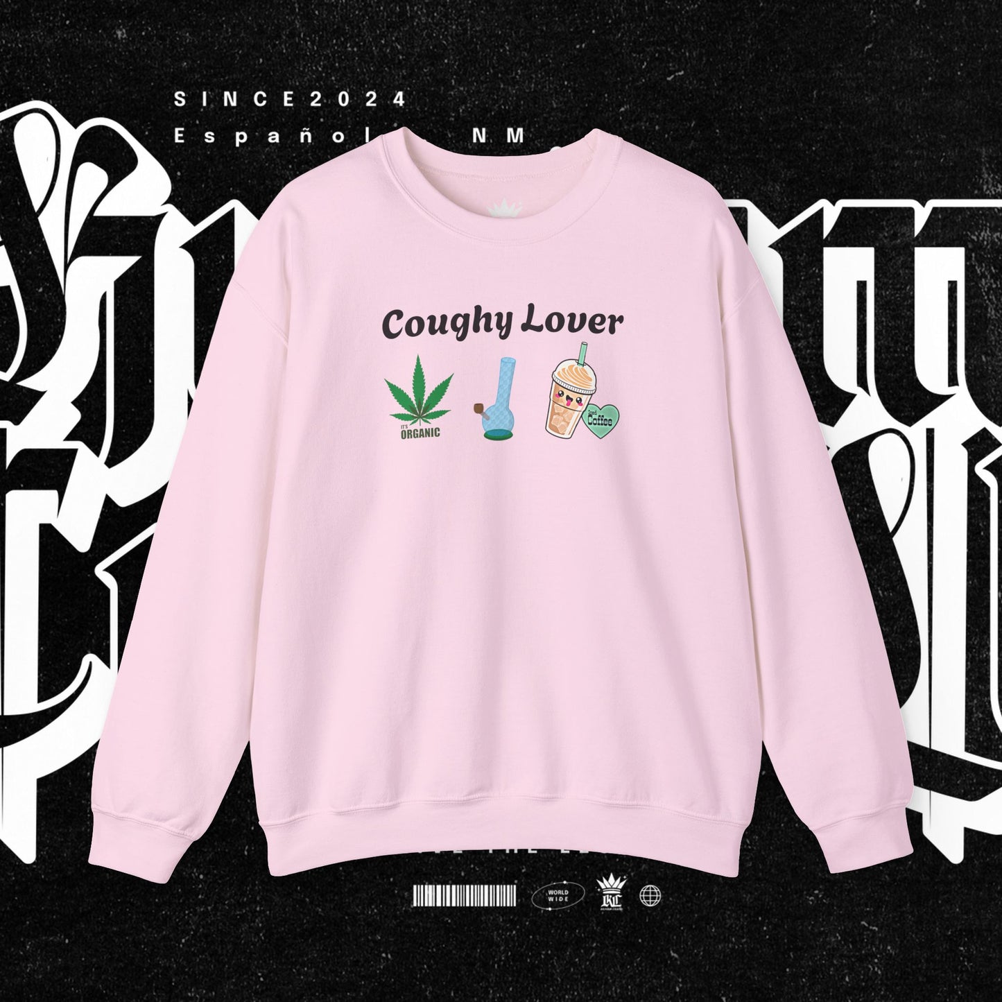 Coughy Lover Crewneck Sweatshirt | Cozy Pullover for Cannabis Enthusiasts, Gift for Holidays, Casual Wear, Trendy Sweatshirt