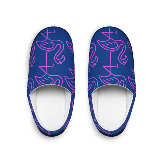Stylish Flannel Fleece Indoor Slippers for Men with Flamingo Design, Cozy House Shoes, Gift for Him, Lounge Slippers, Unique Home Footwear