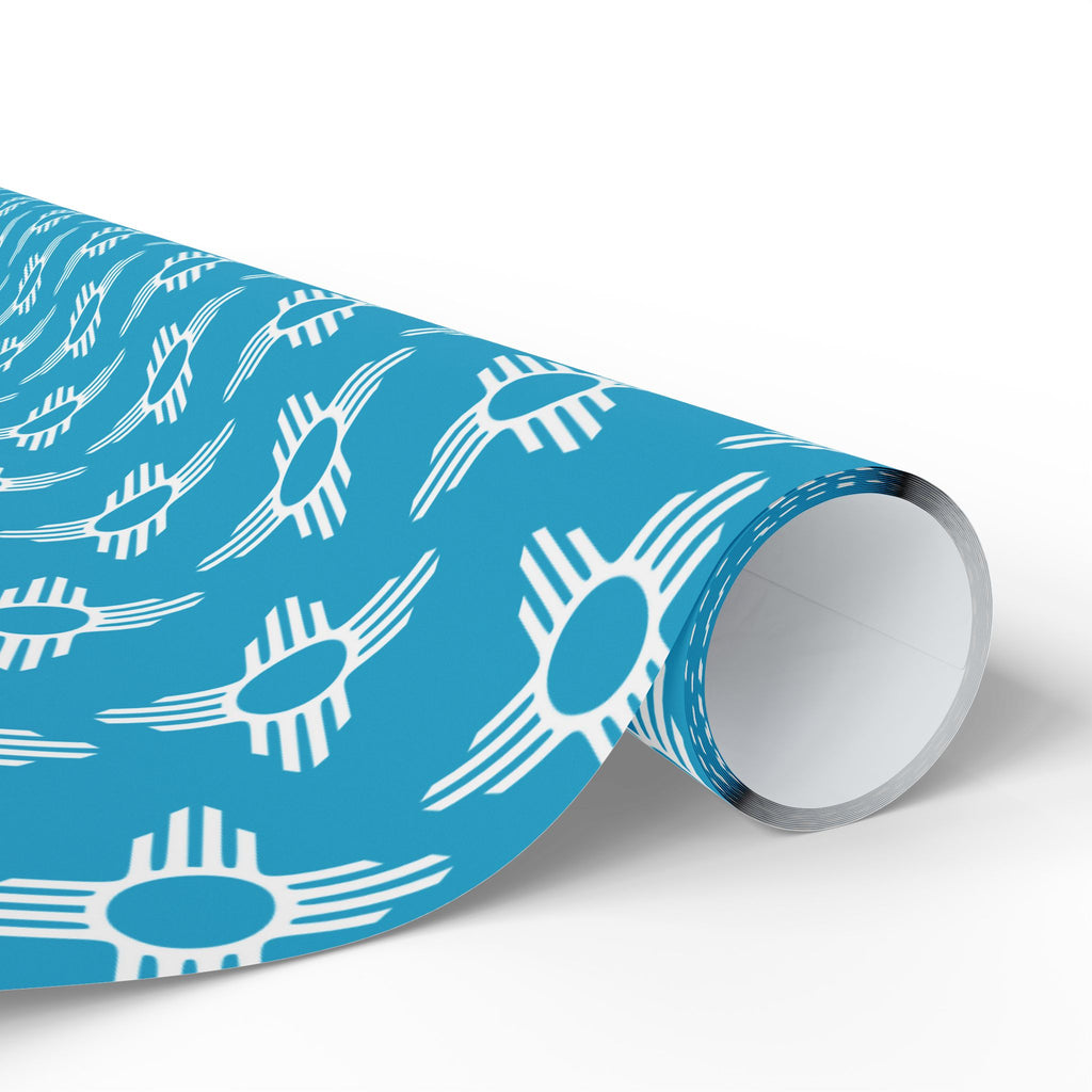 Zia Sun Pattern Wrapping Paper | Turquoise Southwestern Gift Wrap