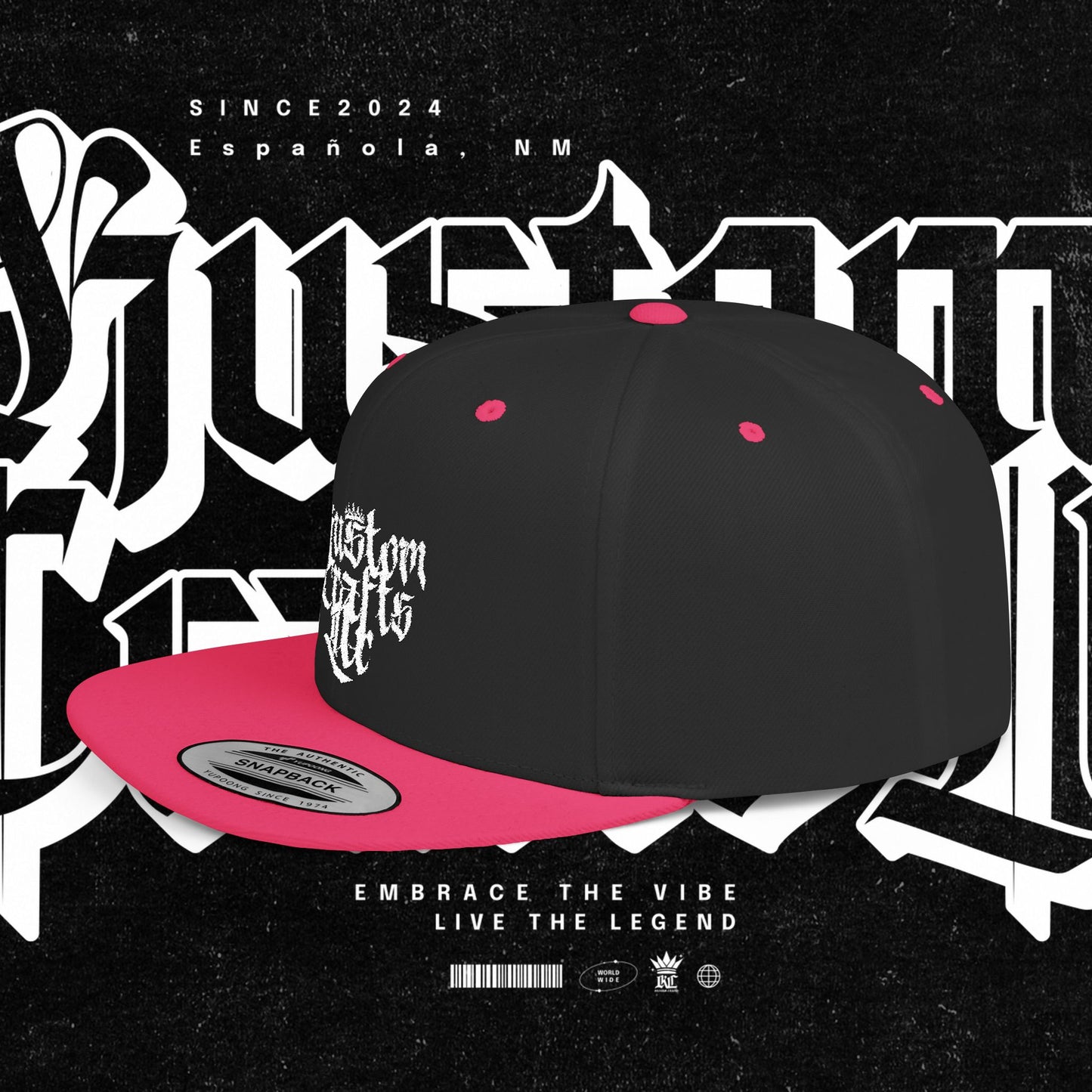 Custom Flat Bill Snapback Hat | Embrace the Vibe, Live the Legend | Perfect for Streetwear, Festivals, Casual Outings, Gifts