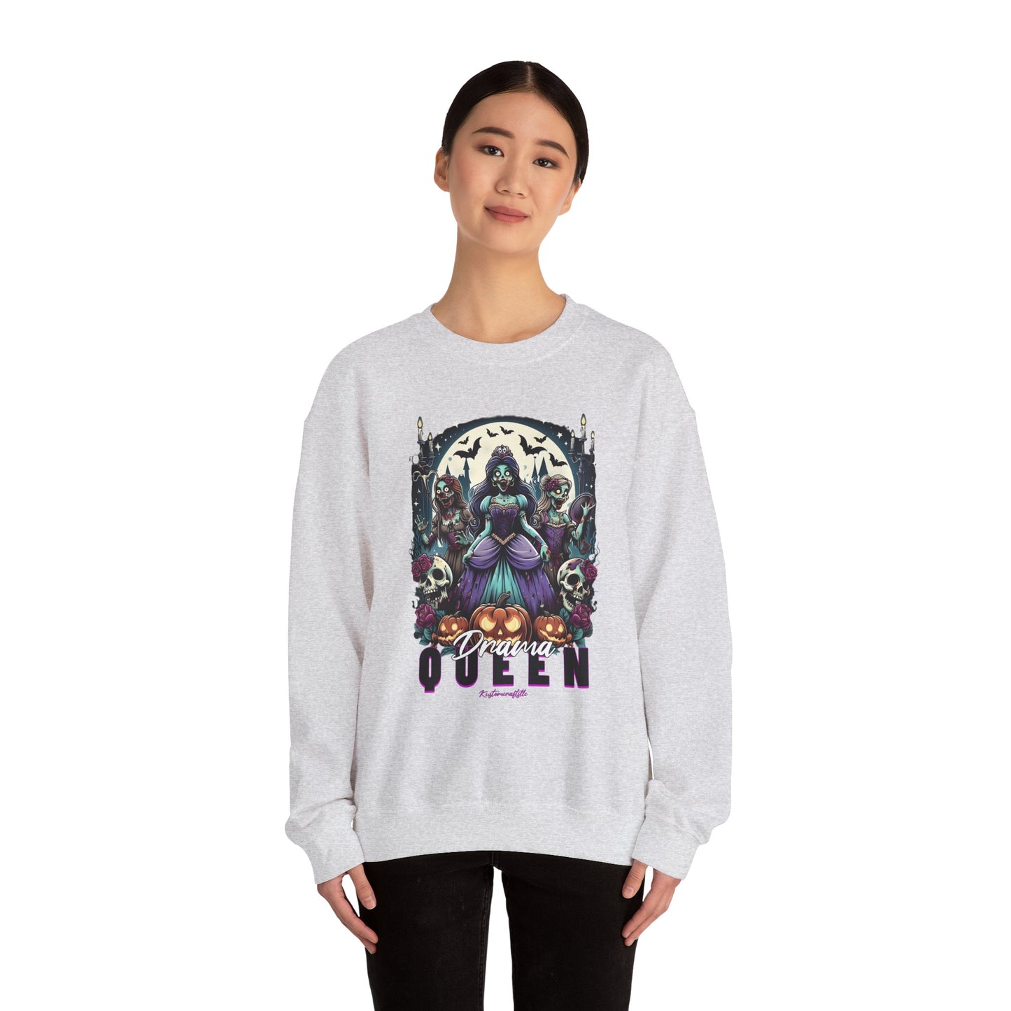 Drama Gothic Queen Sweatshirt - Unisex Heavy Blend Crewneck, Halloween Apparel, Dark Aesthetic Clothing, Edgy Gift for Her, Cozy Sweatshirt