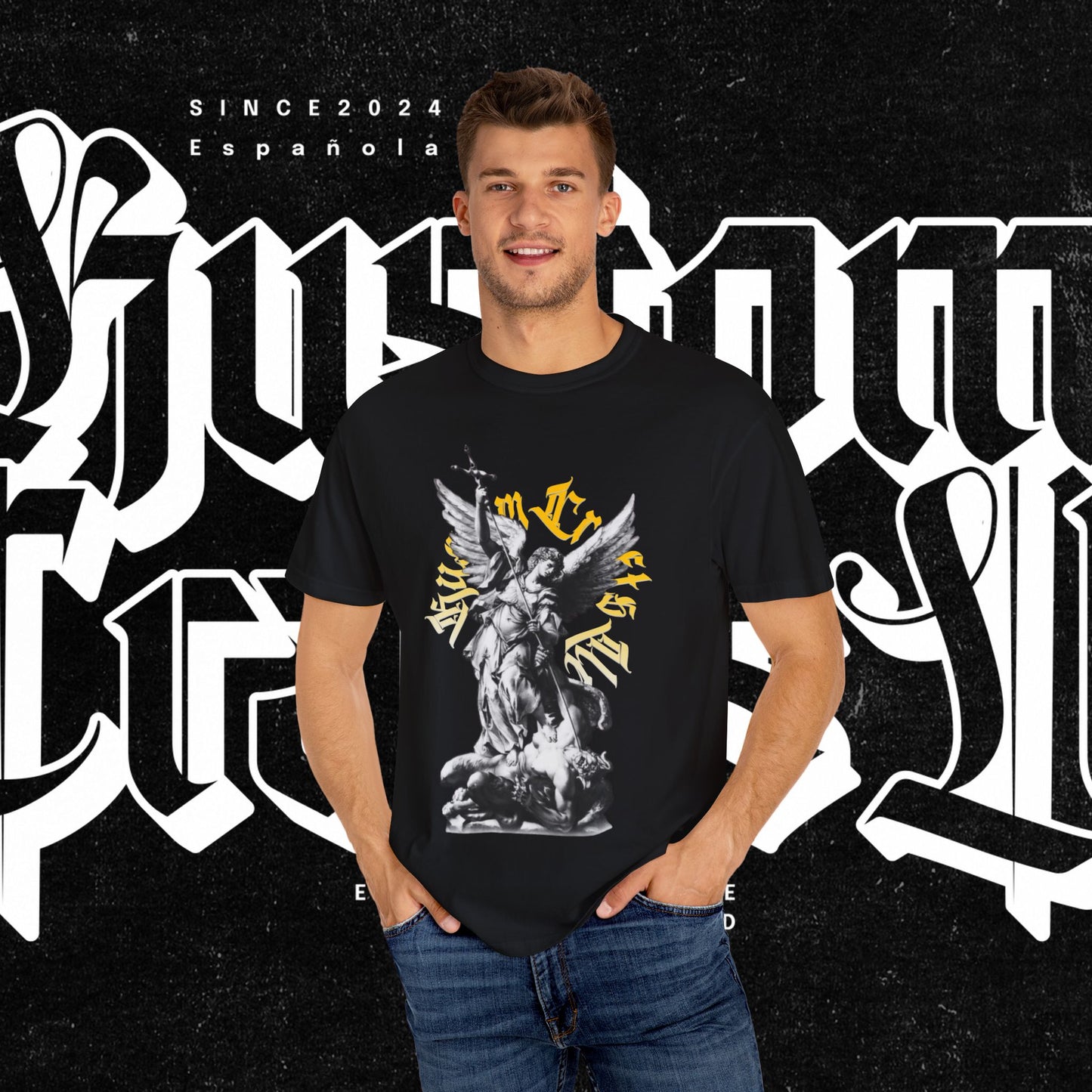 Saint Micheal Vintage-Inspired Graphic T-Shirt featuring Angel Design, Perfect for Casual Wear, Gift for Art Lovers, Streetwear Essential, Unisex Tee