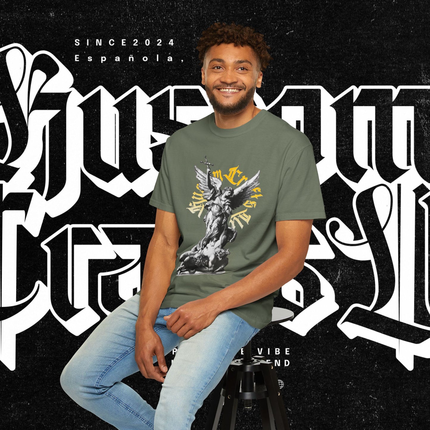 Saint Micheal Vintage-Inspired Graphic T-Shirt featuring Angel Design, Perfect for Casual Wear, Gift for Art Lovers, Streetwear Essential, Unisex Tee
