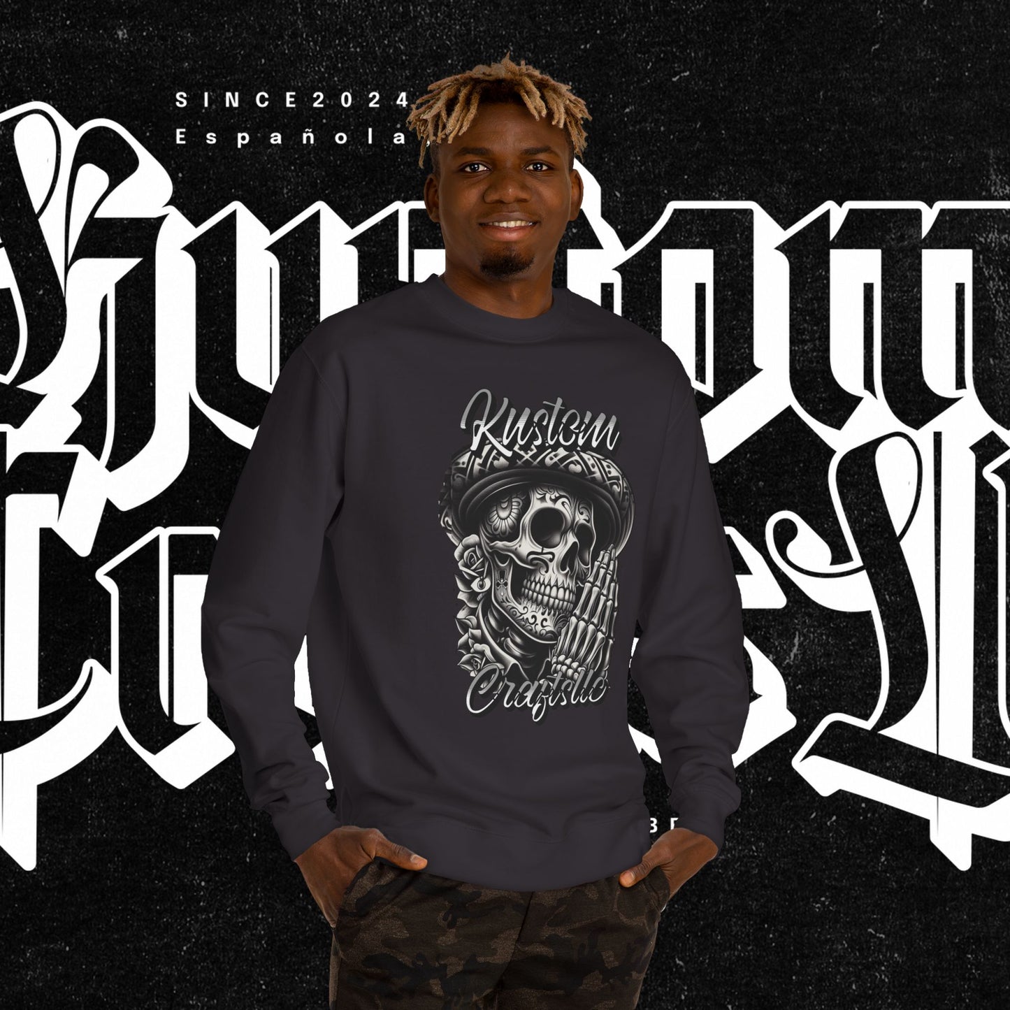 Lucky Skull Graphic Unisex Crew Neck Sweatshirt – Edgy Streetwear, Unique Gift, Casual Layering, Halloween Fashion, Unisex Apparel