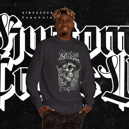 Lucky Skull Graphic Unisex Crew Neck Sweatshirt – Edgy Streetwear, Unique Gift, Casual Layering, Halloween Fashion, Unisex Apparel