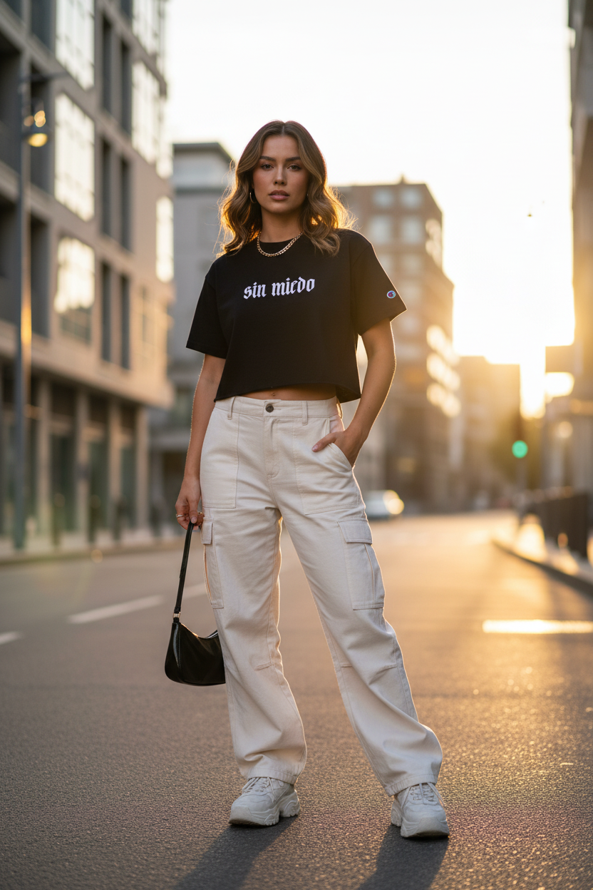 Black Sin Miedo Cropped T-Shirt Lifestyle